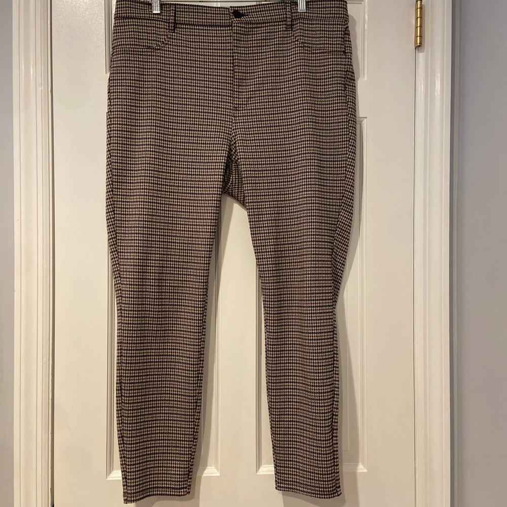 LOFT Houndstooth Ankle Pants – Size 16 – Brown/Black – Slim Fit